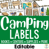 Camping Classroom Organization- Editable Supply Labels & D