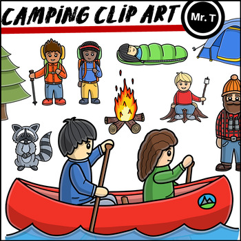 Preview of Camping Clip Art (Camping Adventures Clip Art) Set 1 - Color & Line Art