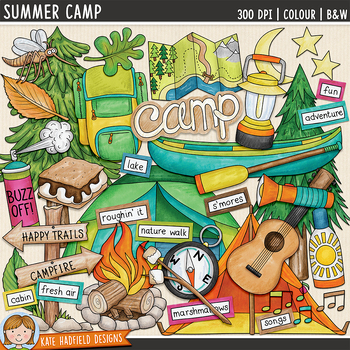Preview of Camping Clip Art: Summer Camp (Kate Hadfield Designs)