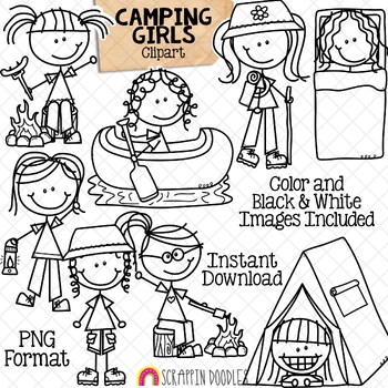 girl camping clip art