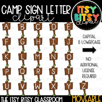 Preview of Camping Clipart - Capital and Lowercase Moveable Camp Sign Clipart