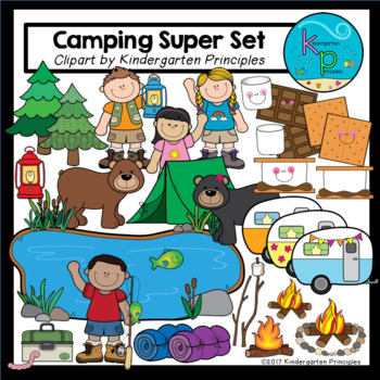 Camping Clipart Super Set by Kindergarten Principles | TPT