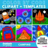Camping Color By Code Clipart + Editable Templates