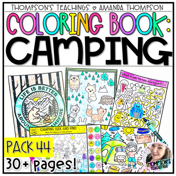 Preview of Camping Coloring Pages | Coloring Sheets | Outdoors Coloring Book