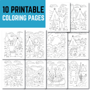 Camping Coloring Sheets Pack 2 by Becris Mindfulness | TPT