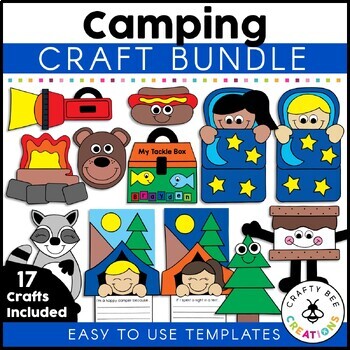 Preview of Camping Crafts Bundle Camping Theme Day Activities Classroom Bulletin Board Art