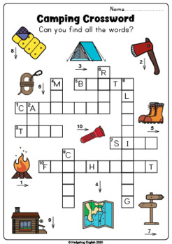 Camping Crossword Puzzle and Word Search