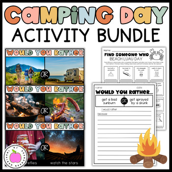 Preview of Camping Day Activities Bundle | Find Someone Who + Would You Rather Questions