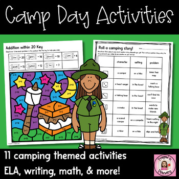 Preview of Camping Day Activities for 1st and 2nd grade | ELA, Writing, & More!