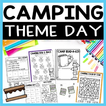 Preview of Camping Day Activities with Craft and Writing - Camping Theme Day for K or 1