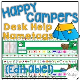 Editable Camping Desk Help Name Tags/ Name Plates