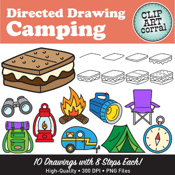 Preview of Camping Directed Drawing Clip Art
