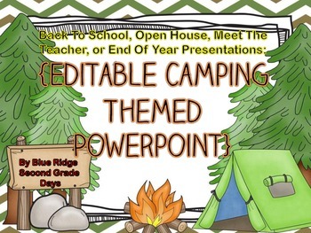 Preview of Camping Editable Powerpoint - Back To School, Open House, End Of Year