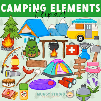 Camping Elements Clipart by Muggy Studio | TPT