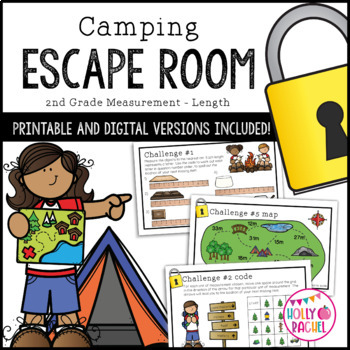 Preview of Camping Escape Room Measurement Length Second Grade