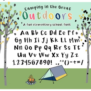 Preview of Camping Font rustic outdoor print cute hand lettered Classroom Set alpha-numeric