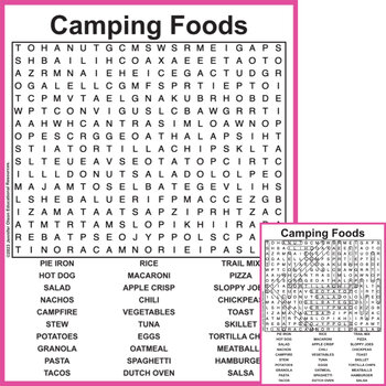 Preview of Camping Foods Word Search