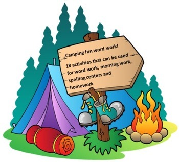 Preview of Camping Fun Word Work Packet – 20 words no prep spelling packet, 70 pages