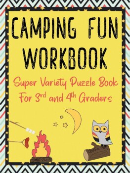 Preview of Camping Fun Summer Workbook Puzzle Pack for 3rd and 4th grades