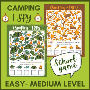 Preview of Camping I Spy Counting math literacy logic game critical thinking activities 7th