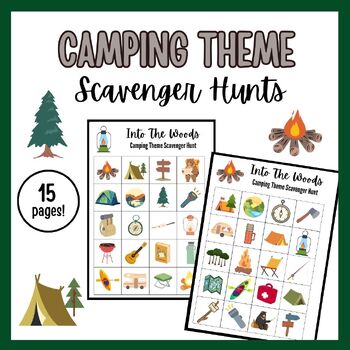 Preview of Camping Theme Printable Scavenger Hunt Activity Package
