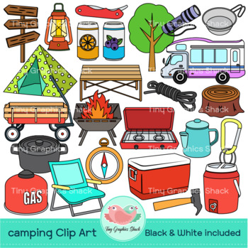 Camping Items Clip Art by Tiny Graphics Shack | TPT