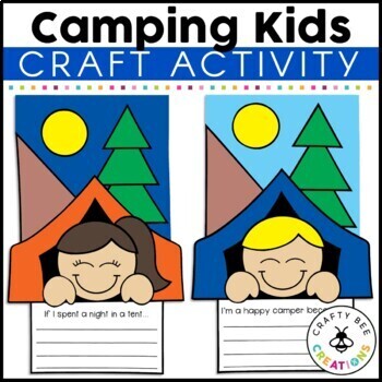 Preview of Camping Tent Craft Theme Day Classroom Bulletin Board Activities Summer Art