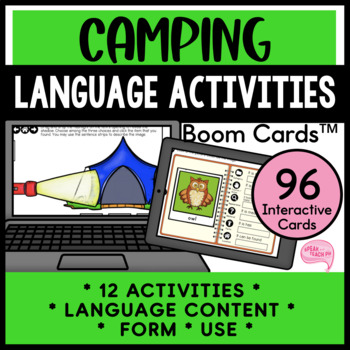 Preview of Camping Language Activities No Prep Speech Therapy Boom Cards™