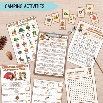 Preview of Camping Learning Binder for Kids, Scavenger Hunt Nature, Outdoor Activity