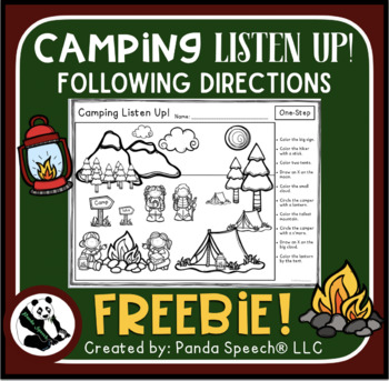 Preview of Camping Listen Up! Following Directions FREEBIE