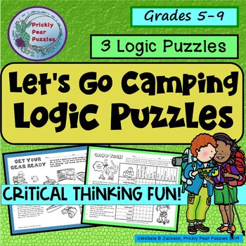 Preview of Camping Logic Puzzles - Engaging Critical Thinking Activities - GATE - Summer