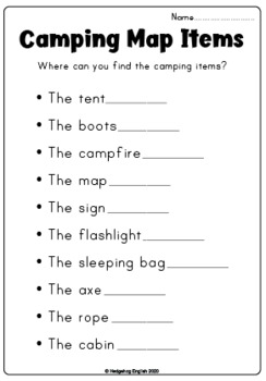 Camping Map Worksheets by Hedgehog English | Teachers Pay Teachers