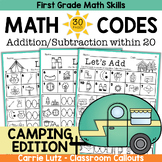 Camping Day Math Secret Codes Addition & Subtraction First Grade