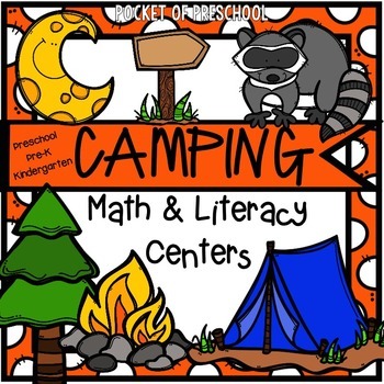 Preview of Camping Math and Literacy Centers for Preschool, Pre-K, and Kindergarten