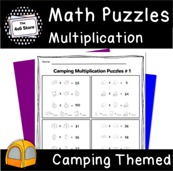 Preview of Camping Multiplication Picture Math Logic Puzzles