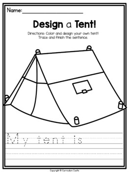 Camping Kindergarten Math & Literacy Printables Distance Learning