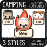 Camping Name Tags, Summer Classroom Decor, Marshmallow Cub