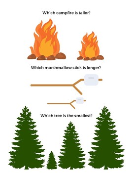 Preview of Camping Outdoors Opposites and Measurements Activity for Toddlers