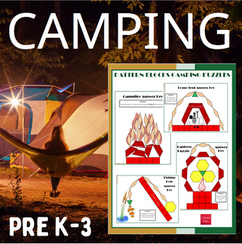 Preview of Camping Pattern Block Mat Printables & Worksheets