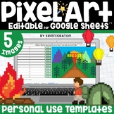 Camping Pixel Art Template DIY Editable Digital Resource o