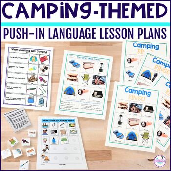 Preview of Camping Theme Speech Therapy Language Lesson Plan Push-In Activities Prek-2nd