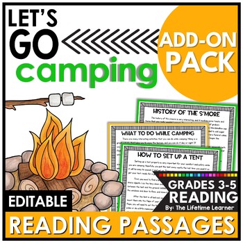 Preview of Camping Day Activities Reading Comprehension Passages Camp Read a Lot Test Prep