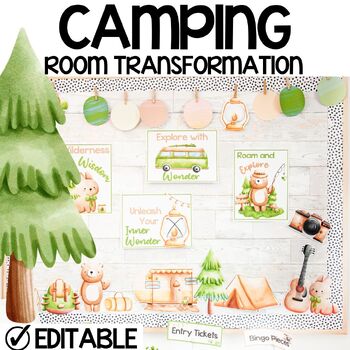 Preview of Camping Room Transformation, Bulletin Board, Classroom Decor, Posters