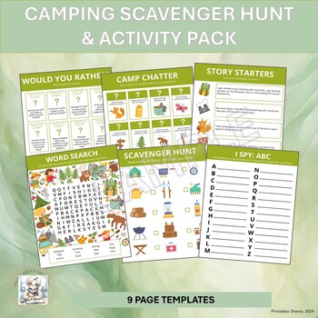 Preview of Camping Scavenger Hunt & Activity Pack