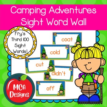 Preview of Camping Sight Word Wall Fry's Third 100 Sight Words