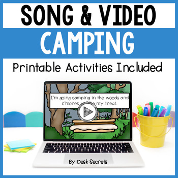 Preview of Camping Poem / Song & Video With Writing & Sequencing Activities & More