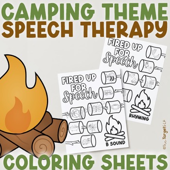 Preview of Camping Speech Therapy Coloring pages- No Prep Summer Articulation and Language