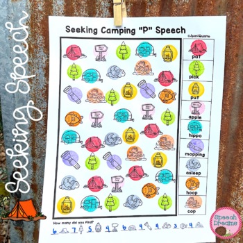 Preview of Camping Speech Therapy Seeking Activities B P K G and more