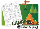 Camping, Spy, Counting and Coloring printable for Kids, Di