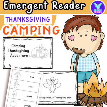 Preview of Camping Thanksgiving Adventure ELA Emergent Reader Vocabulary Activities NO PREP
